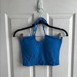 Klassy Network Blue Halter Neck Crop Top Brami